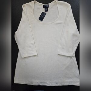 NWT - Venezia Jeans White Cotton Stretch Casual Top - Size 14/16